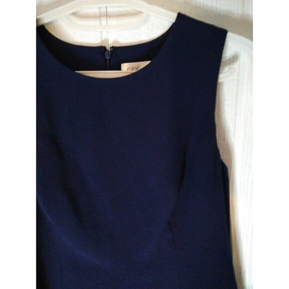 Eliza J Women's Sz 10 P A Line Sheath Dress with Pleated Attachments NAVY 158$ - Picture 2 of 9